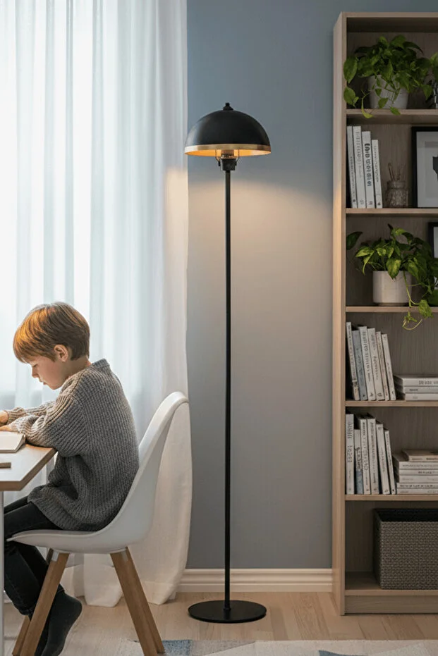 Luna Golden Tek Ayaklı Siyah Metal Modern Lambader Luna Golden Tek Ayaklı Siyah Metal Modern Lambader